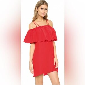 NWT Amanda Uprichard Kiara Red 100% Silk Mini Dress,Size-Small